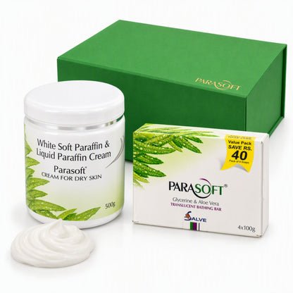 Parasoft Skin Care Gift Pack | 500g Moisturising Cream + 4 Glycerine Soaps