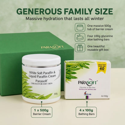 Parasoft Skin Care Gift Pack | 500g Moisturising Cream + 4 Glycerine Soaps